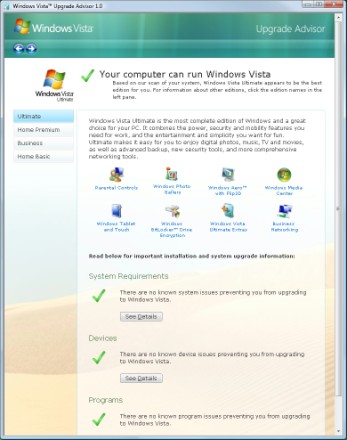 Windows vista to windows 7 compatibility test